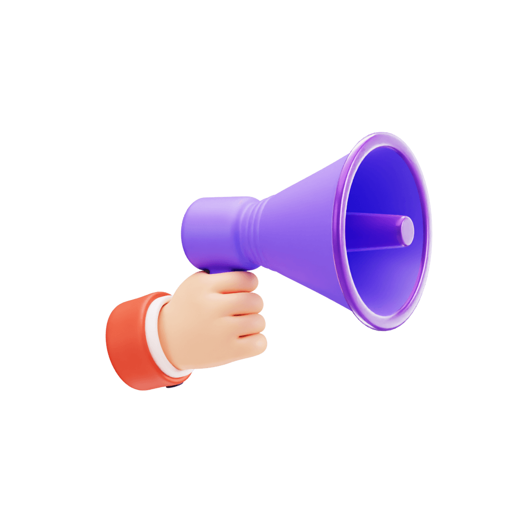 비싼 광고비를 상징하는 손에 든 확성기 이미지