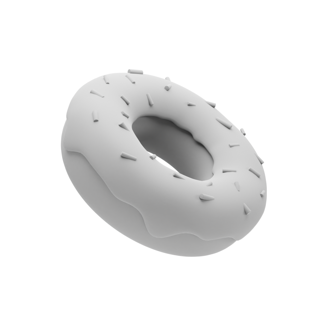 단골이 생기기 어려운 철거 시장의 일회성 거래와는 반대되는 음식 시장을 상징하는 도넛 이미지