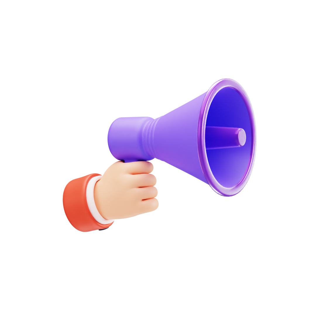 비싼 광고비를 상징하는 손에 든 확성기 이미지